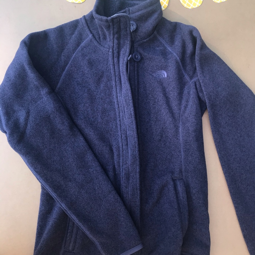 North face full zip purple fleece collar